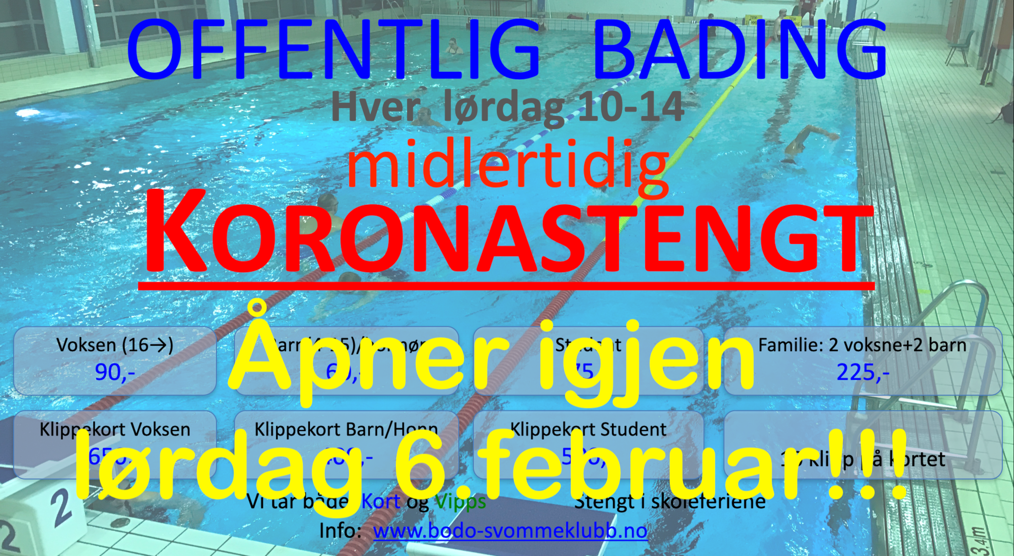 Offentlig bading er midlertidig KORONASTENGT - Åpner igjen 6.februar